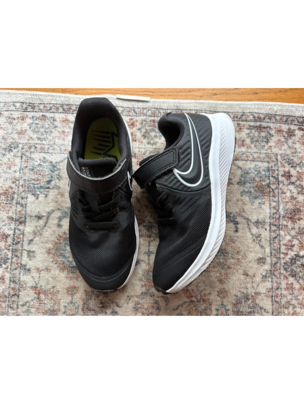 Boys size 13.5 Black and White Velcro Nike Sneakers